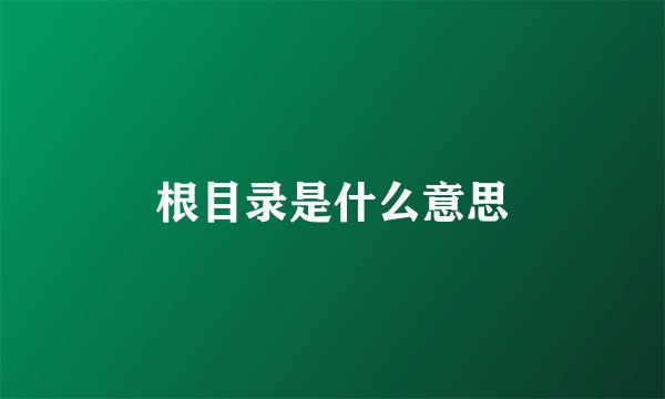 根目录是什么意思