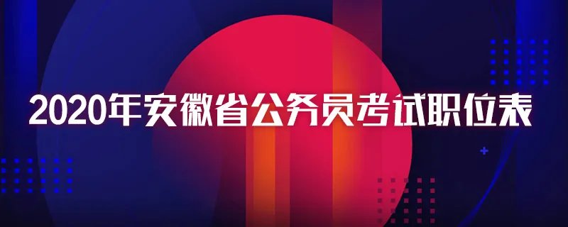 2020年安徽省公务员考试职位表