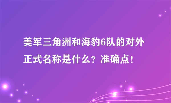 美军三角洲和海豹6队的对外正式名称是什么？准确点！