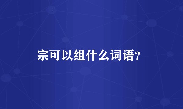宗可以组什么词语？