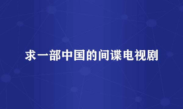 求一部中国的间谍电视剧