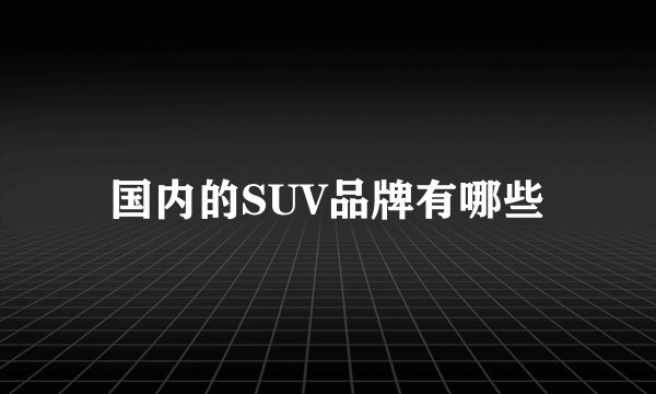 国内的SUV品牌有哪些