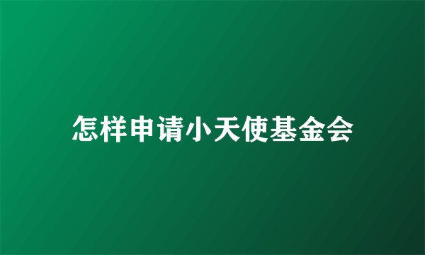 怎样申请小天使基金会