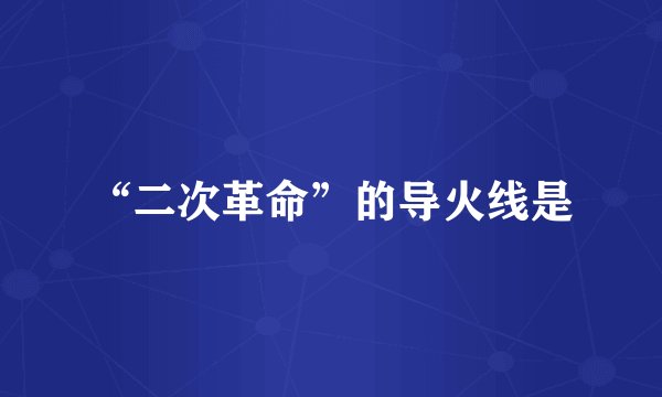 “二次革命”的导火线是