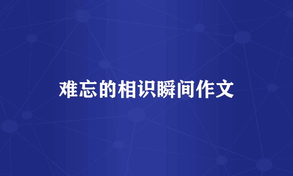 难忘的相识瞬间作文