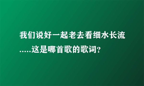 我们说好一起老去看细水长流.....这是哪首歌的歌词？