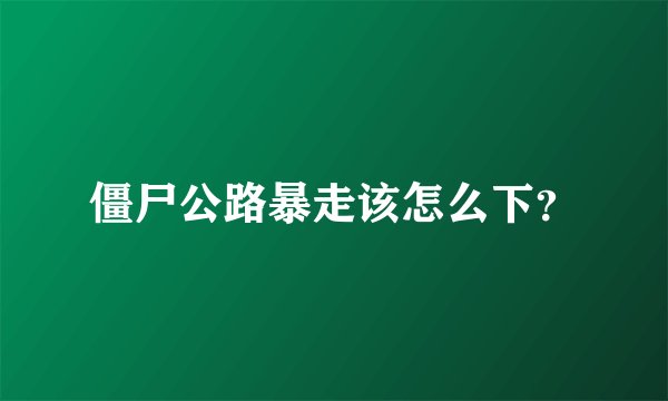 僵尸公路暴走该怎么下？