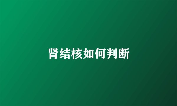 肾结核如何判断