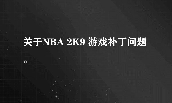 关于NBA 2K9 游戏补丁问题。