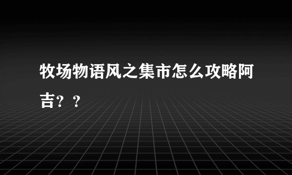 牧场物语风之集市怎么攻略阿吉？？