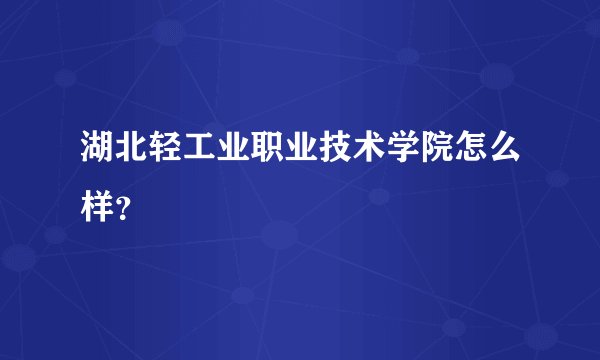 湖北轻工业职业技术学院怎么样？