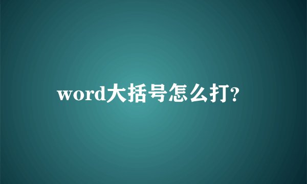 word大括号怎么打？