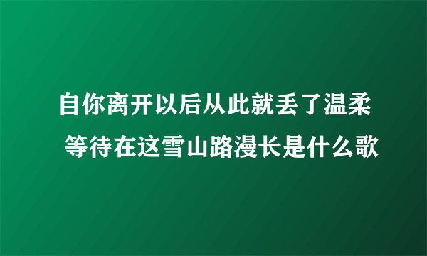 自你离开以后从此就丢了温柔 等待在这雪山路漫长是什么歌