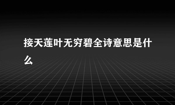 接天莲叶无穷碧全诗意思是什么